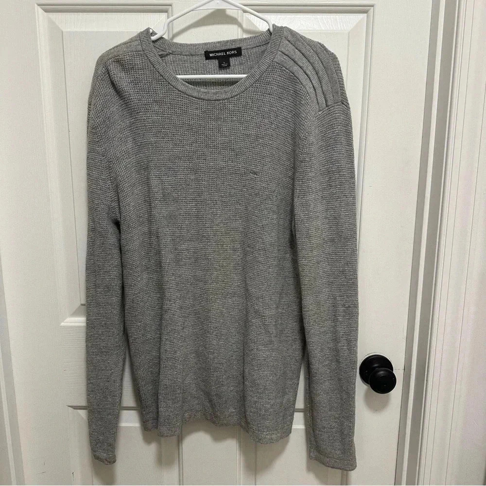 Michael Kors Mens Gray Crewneck Wool Blend Sweater Size Large